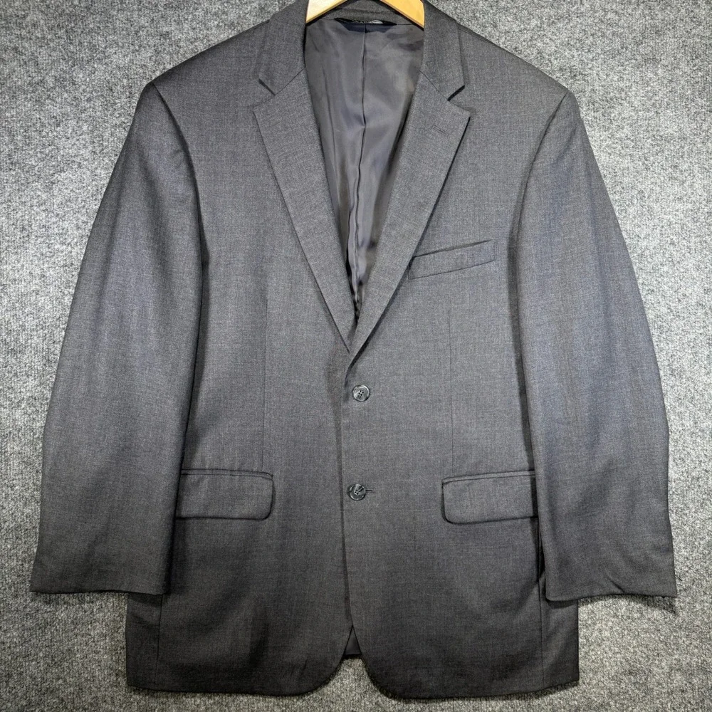 Jos. A. Bank Traveler Tailored Fit Blazer Mens 42R Grey 100%‎ Wool Sport Coat